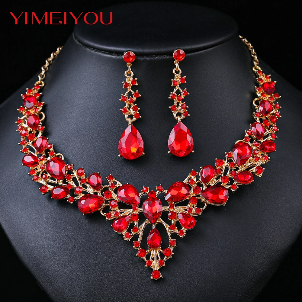 

Luxury Italy Wedding Jewelry Fashion Earrings Set Simple Crytal Necklace Zircon Party Korean New Style Trendy Elegant Girl Gift