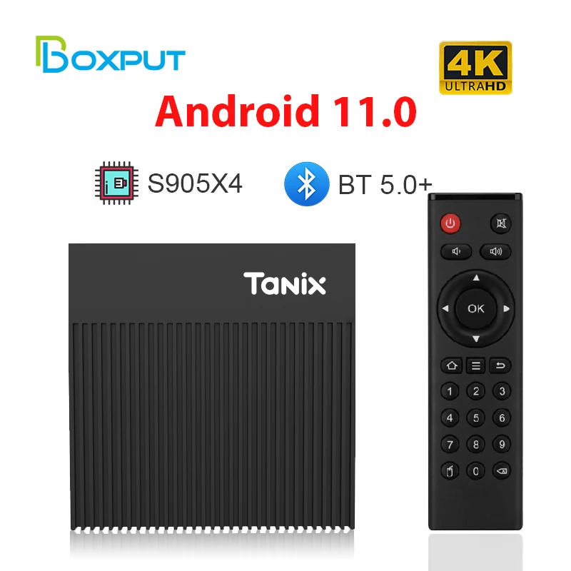 

ТВ-приставка Tanix X4, Android 11,0, Amlogic S905X4 AV1, 4 + 32/64 ГБ, 2,4 ГГц