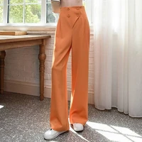 pleated wide leg skirt suit wide leg pants womens high waist 2022 spring summer new orange straight high waisted pants