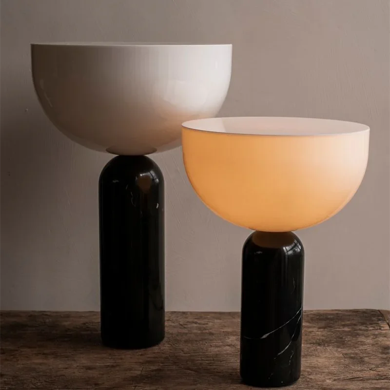 Настольная лампа Kizu минималистичный дизайн в виде грибов Мраморная для гостиной