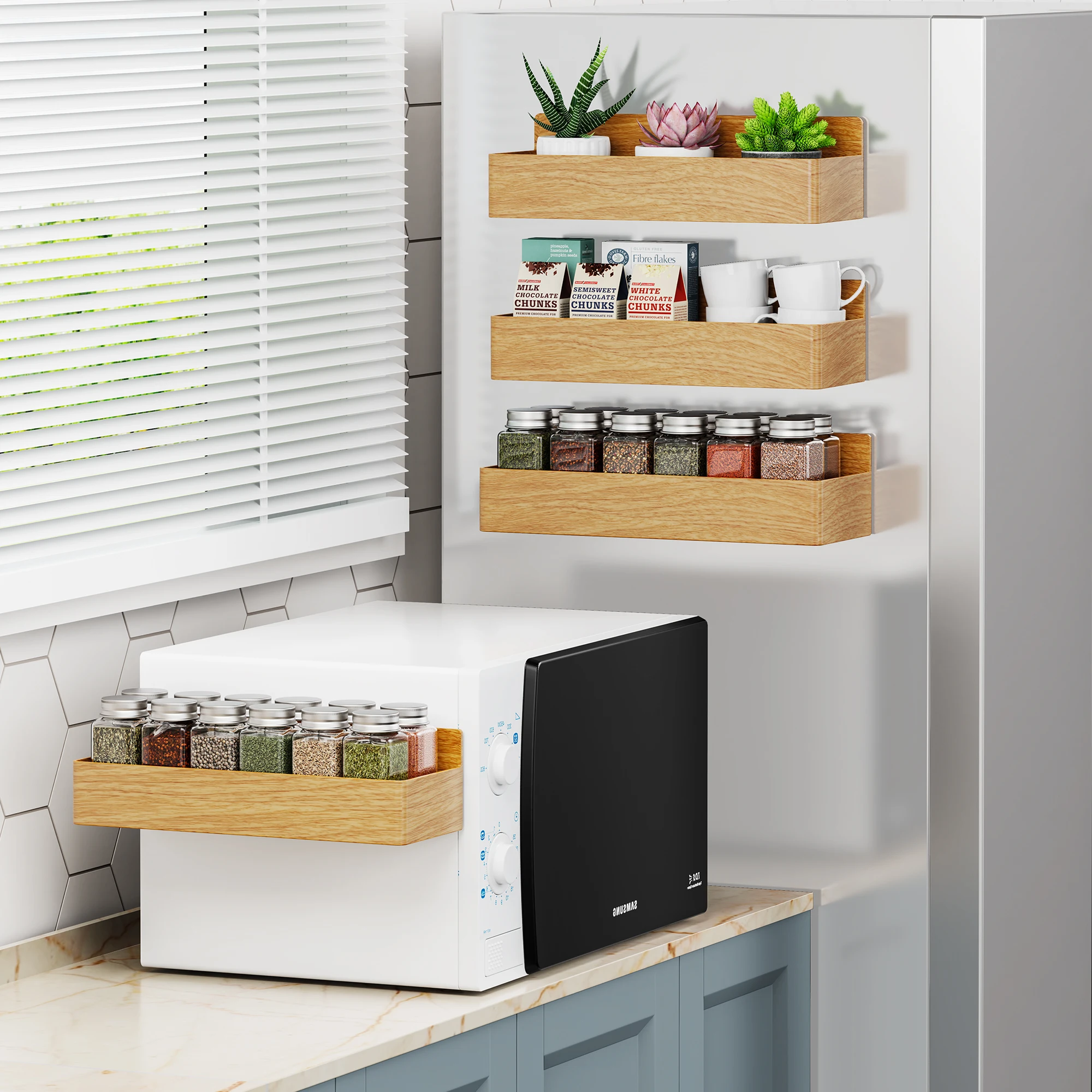 Магнитные полки Пластиковая Полка для холодильника настенные стеллажи хранения