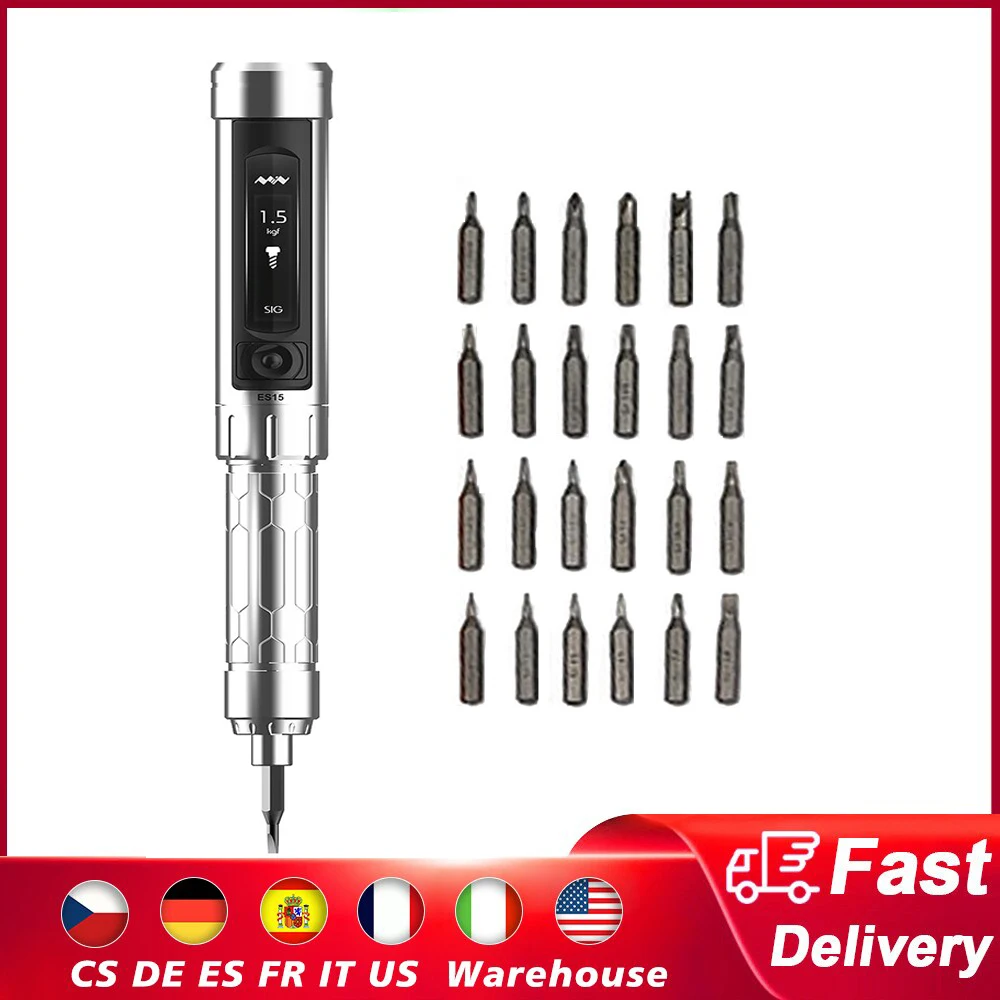 

ES15 Intelligent Motion Control Electric Screwdriver Handheld High Precisions Cordless Screwdriver Repairs Tool with 24pcs Bits