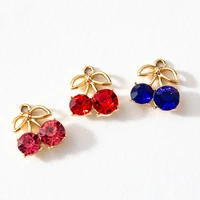 10pcs 1214mm diamond cherry alloy pendant making diy fruit series necklace pendant earrings gift for girls charms