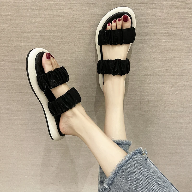 

Сланцы женские на плоской подошве, Мягкие Шлепанцы, повседневная обувь, роскошные простые римские тапочки, резина, для отдыха, лето 2022