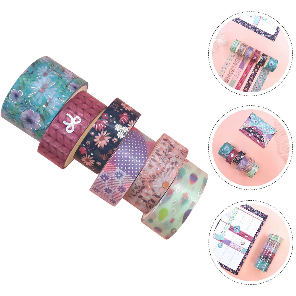 

6 Rolls Washi Tapes Floral Washi Tapes Decorative Tapes Hand Account Tapes Paper Tapes Decors