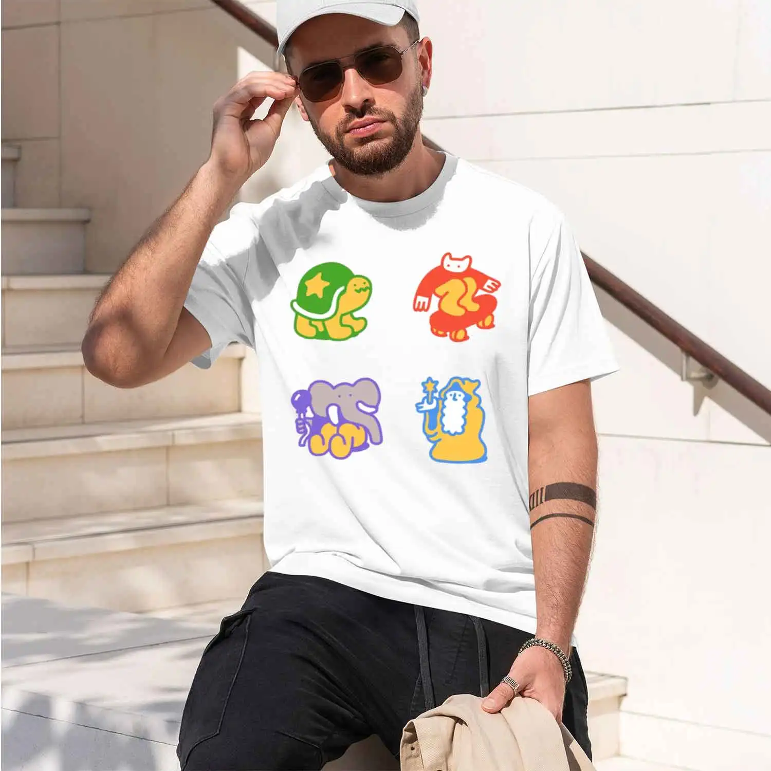 Фото Футболка odle Buds Sticker 2026, новая модель, мужская, с коротким рукавом, круглым вырезом, классическая, повседневная, в различных цветах и размерах, для ежедневной носки. №2