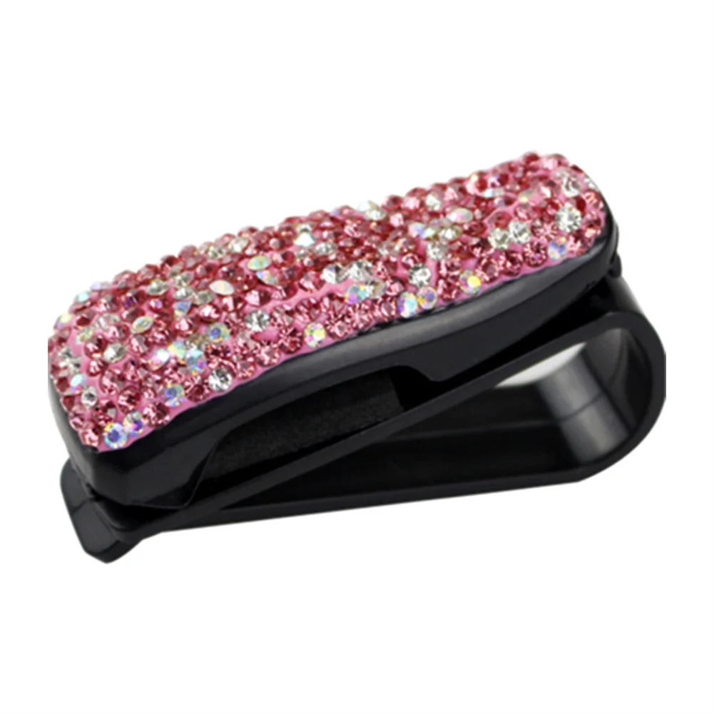 

1Pcs Car Accessories Sun Visor Glasses Clip Woman Handicraft Rhinestone Trim For Hold Glasses Business Cards Tickets Pen Etc