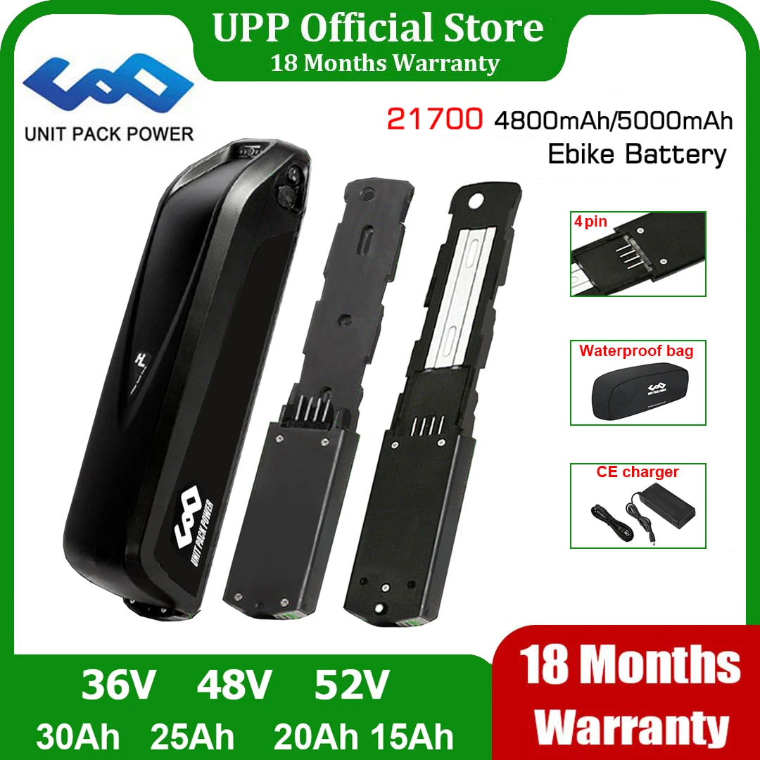 4Pin батарея Hailong Ebike 21700 36V 48V 52V 15Ah 20Ah 25Ah 50E M50T литиевая аккумуляторная батарея для электрического велосипеда 1500W 1000W 750W 500W 350W