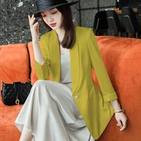 japanese and korean faplus 3xl 4xl5xl caramel womens suit two piece elegant office coat and pants womens professional clothing