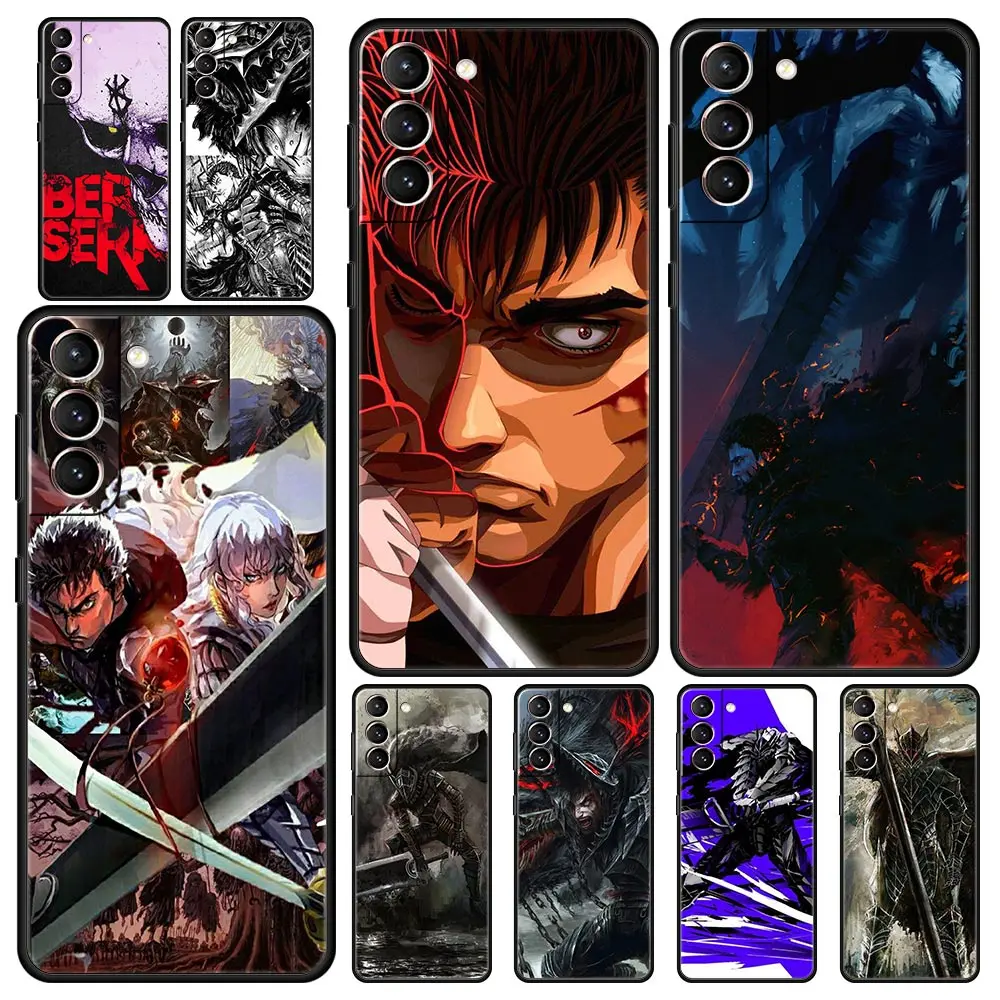 

Anime Berserk Guts Phone Case For Samsung Galaxy S23 Ultra S22 S21 S20 FE 5G S10 S10E S9 S8 Plus Note 20 Black Silicone Cover