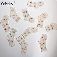 criscky 5 pairs of childrens socks 2022 summer cute cartoon mesh socks cotton thin soft kids socks baby boy girl socks
