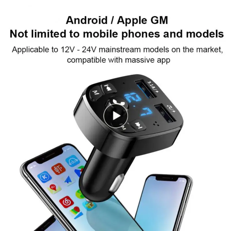 

3.1a Fm Bluetooth Receiver Dual Usb Car Mp3 Player Smart Fast Charging Multifunctional Car Music U Disk Supplies Car Accessories
