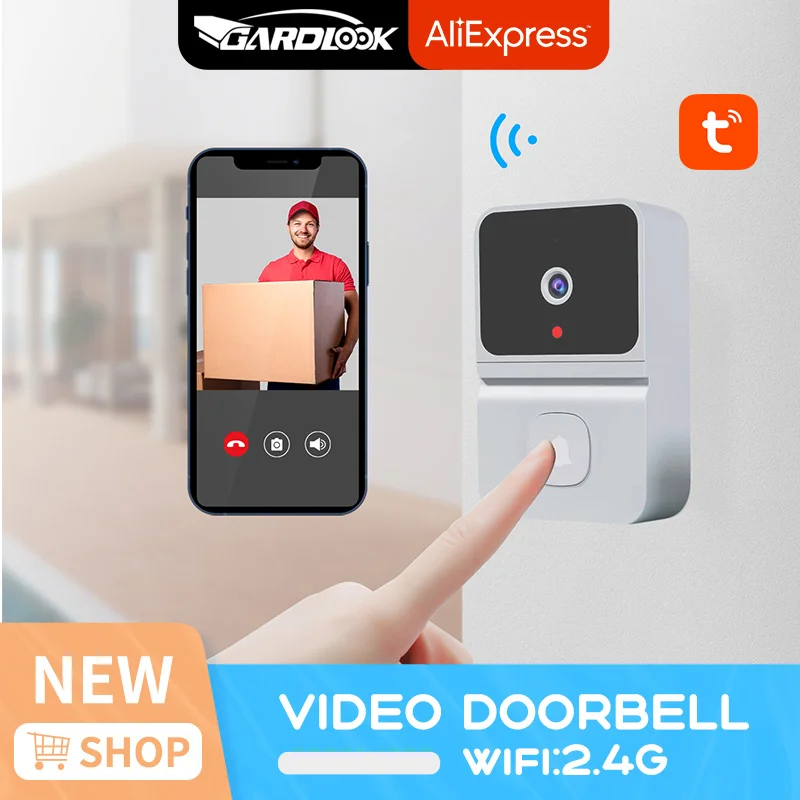 

Беспроводной Видеозвонок GARDLOOK TUYA, уличный дверной звонок с Wi-Fi, ночным видением, голосовым Интерком и управлением через приложение Tuya Smart & ...