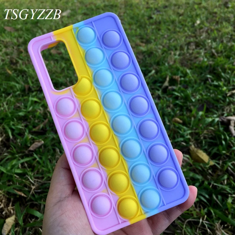 

Push Bubble Toys Relieve Stress Phone Case For Samsung Galaxy S20 FE S21 Plus A20 A30 A30S A20S A10S A21S A02S A50 Silicon Cover