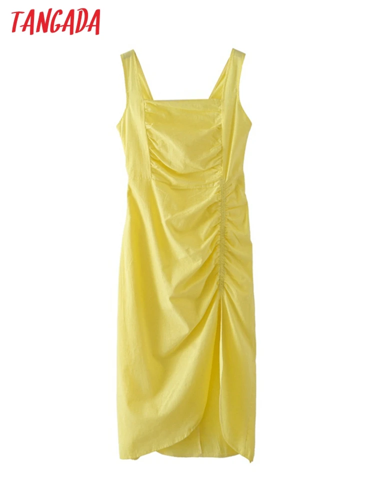 

Платье женское Плиссированное Летнее из хлопка без рукавов с открытой спиной