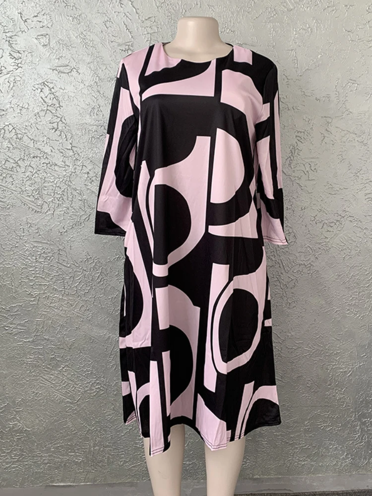 Платье женское ТРАПЕЦИЕВИДНОЕ с круглым вырезом и рукавами