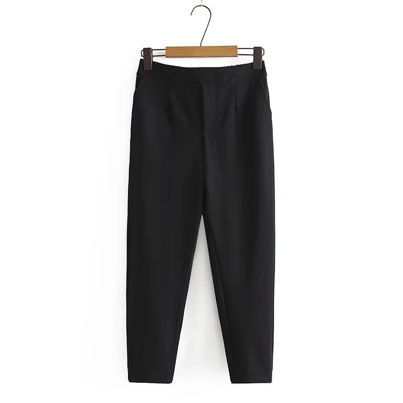 

Womens Waffle Harem Pants Casual Elastic Waist Pockets Sweatpants Fashion Loose Casual Trousers XL/4XL