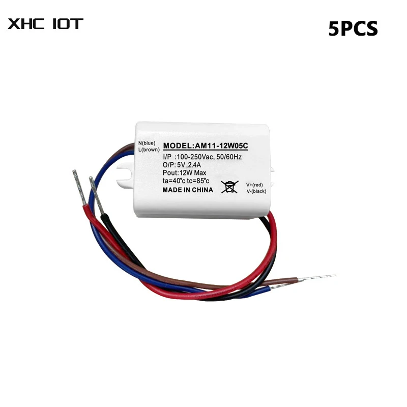 5PCS XHCIOT AM11-12W05C 80-250V to 5V Mini AC-DC  Power Supply 12W DIY Step-Down Module Adjustable Converter