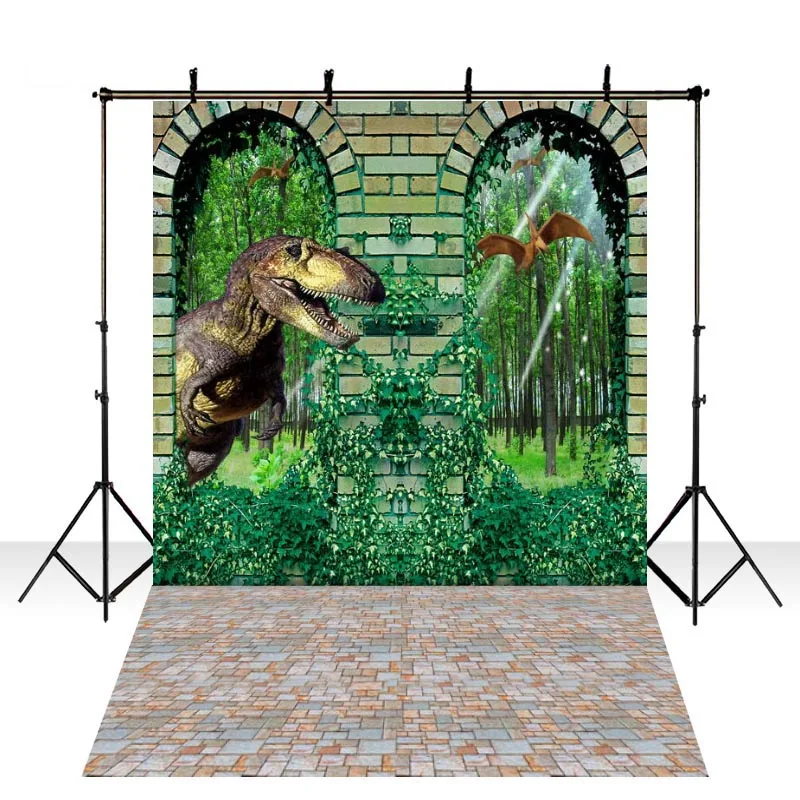 

Фон с динозавром для детского дня рождения, украшение для вечевечерние НКИ, баннер, фотография, фон для фотостудии, персонализированный тел...