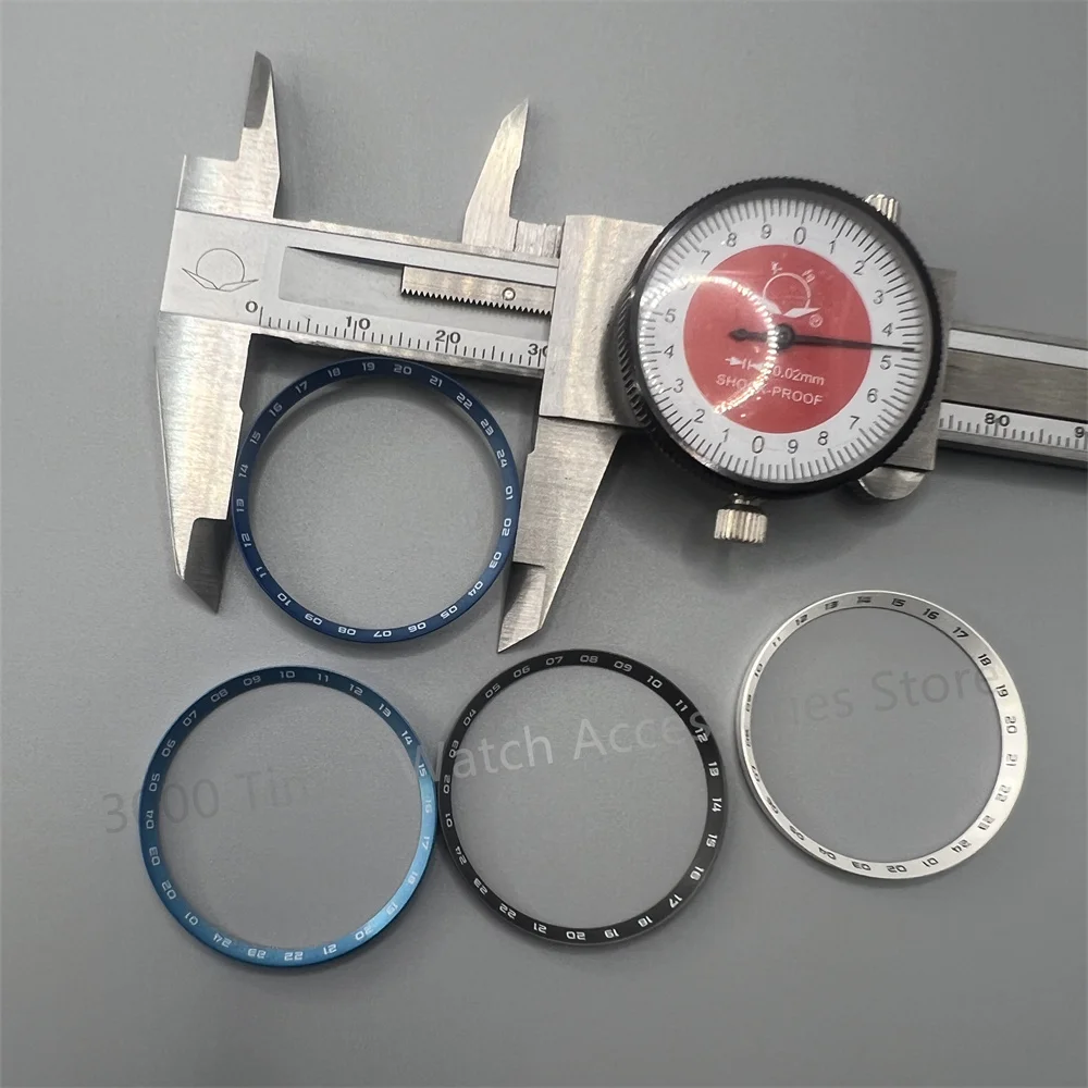 Black Blue White 30.5mm SKX007 Chapter Ring with 24 hours Index Fit For SKX007 NH35 NH36 Movement Men's Diving Watch