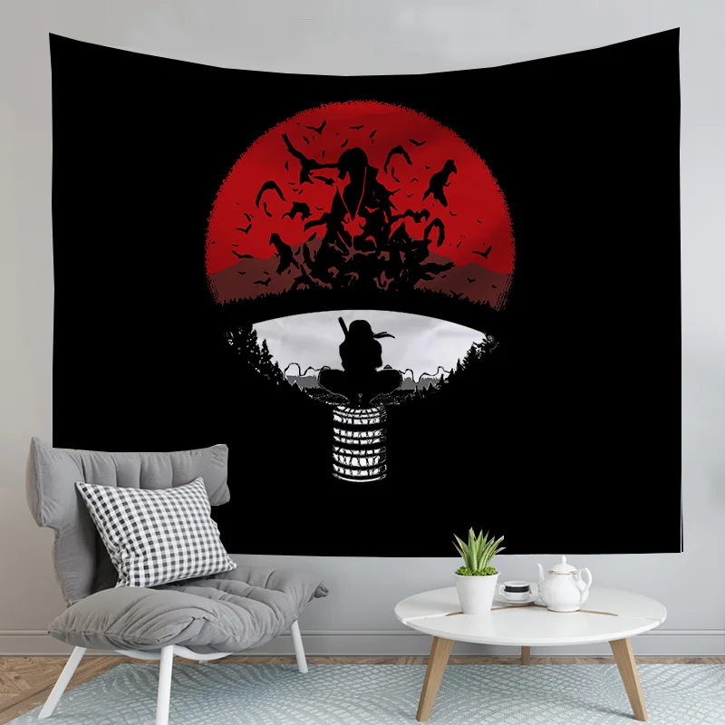 Anime Naruto Uchiha Sasuke Uchiha Itachi Figure Wall Tapestry Wall Hanging Cloth Home Decor Birthday Party Background Decoration