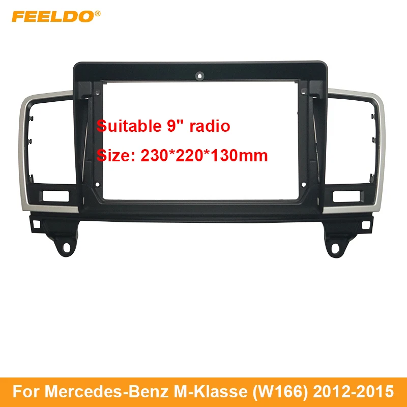 

FEELDO Car Audio 9" Big Screen DVD Fascia Frame Adapter For ML Mercedes-Benz M-Klasse (W166) 2Din Dash Installation Panel Frame