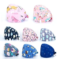 3pc 37 colors unisex adjustable working scrub cap with protect ears button electrocardiogram embroidery floral print