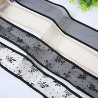 2 meters black and white snow gauze with edging lace organza fabric 7cm diy race material accessories headwear ribbon dentelle