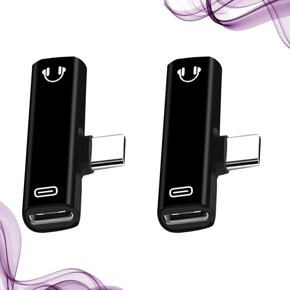 

2pcs Type C to TypeC Dual Type-C USB-C Type C To 35mm Aux Jack Audio Adapter Earphone Charging Converter for Phone (Black)