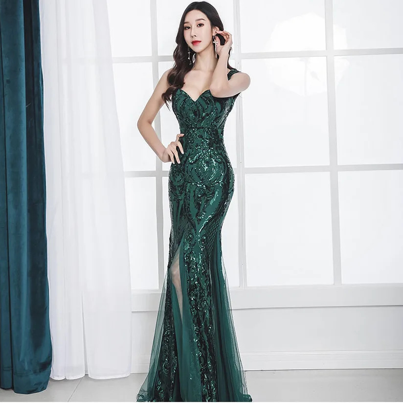 Luxury Party Elegant Dresses for Women 2022 Evening Prom Formal Long Clothes Sexy Sequin Cocktail Ceremony Birthday Maxi Outfits