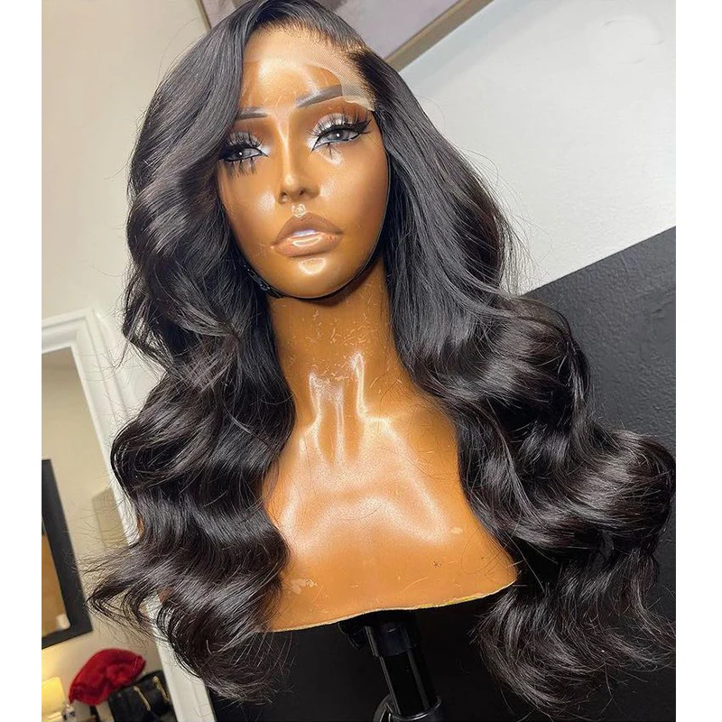

Synthetic Lace Front Wig Long Body Wave for Black Woman Babyhair Preplucked Glueless Heat Resistant Fiber Hair Daily Use Wigs
