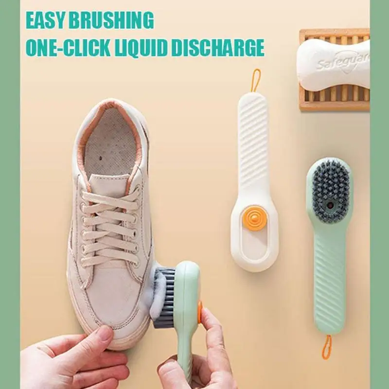 

Household Shoe Washing Brush, Soft Bristles, Laundry Brush, White Shoe Collar Cleaning Brush, Board Brush Set With Soap Dispense