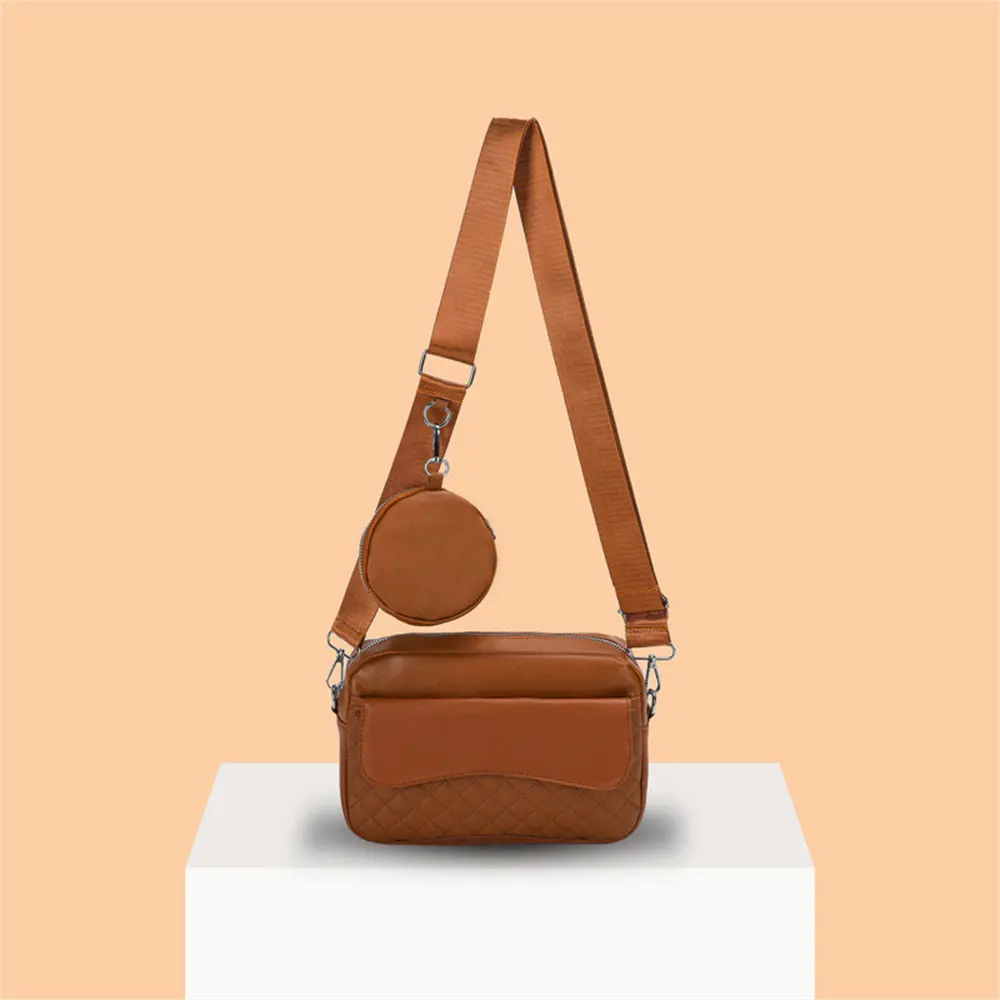 

Women's Bag Trend Handbags High Quality Leather Women Shoulder Bag Minimalist Quilted Square Bag Ladies Bags with Mini Purse Bag
