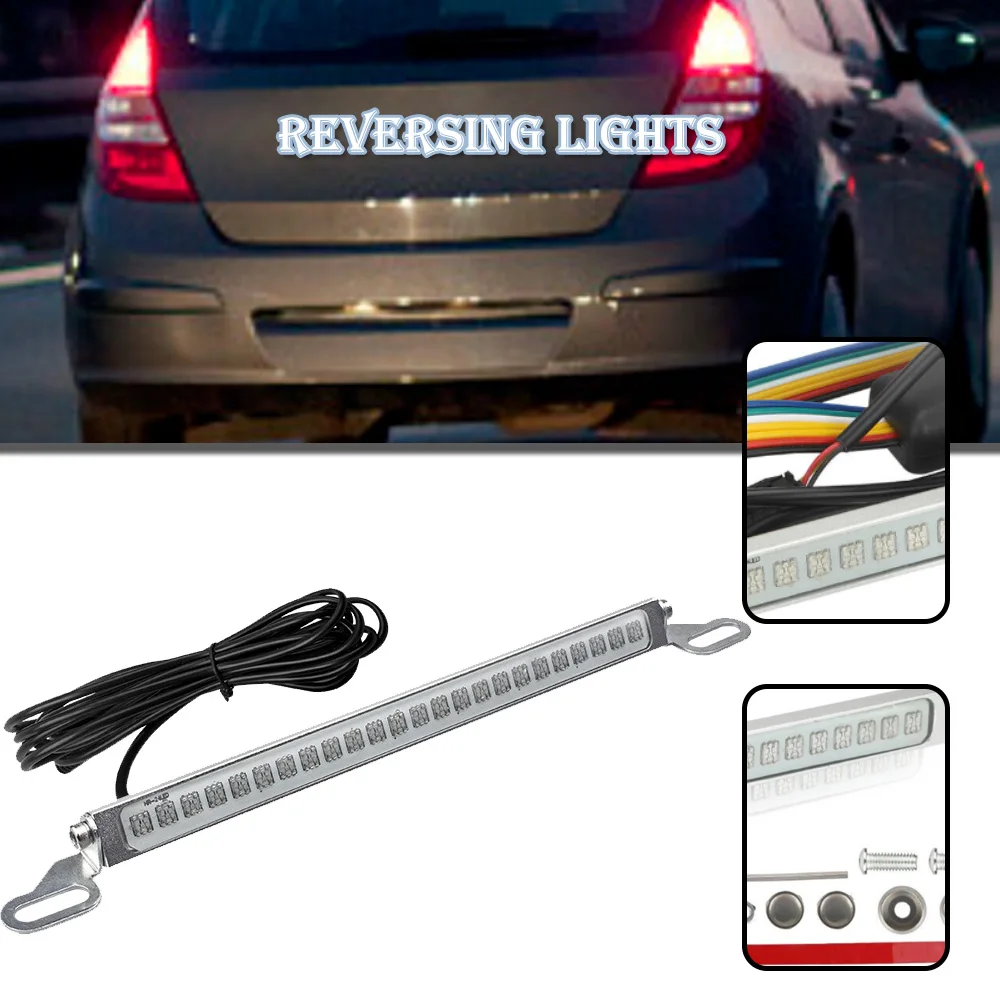 

1pc Universal RGB LED License Plate Back Up Reversing Light Bar 12V 12W IP67 800LM Signal Lamp For Car SUV Truck RV