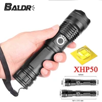baldr super bright xhp50 led flashlight usb rechargeable lantern zoom flash light 5 mode camping hunting lamp with power display