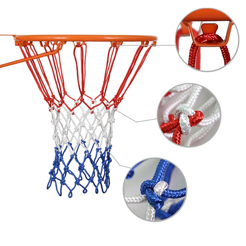 

Basketball Net All-Weather Basketball Net Red+White+Blue Tri-Color Basketball Hoop Net Powered Basketball Hoop Basket Rim Net