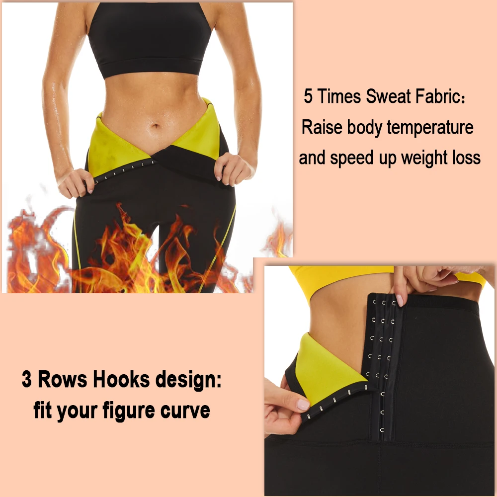 SEXYWG High Waist Sauna Pants Women Neoprene Weight Loss Pants Fat Burning Sweat Pants Shapewear Slimming Pants