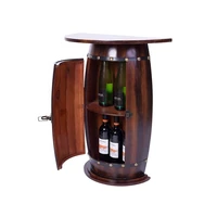 bar end table lockable cabinet wooden wine barrel console