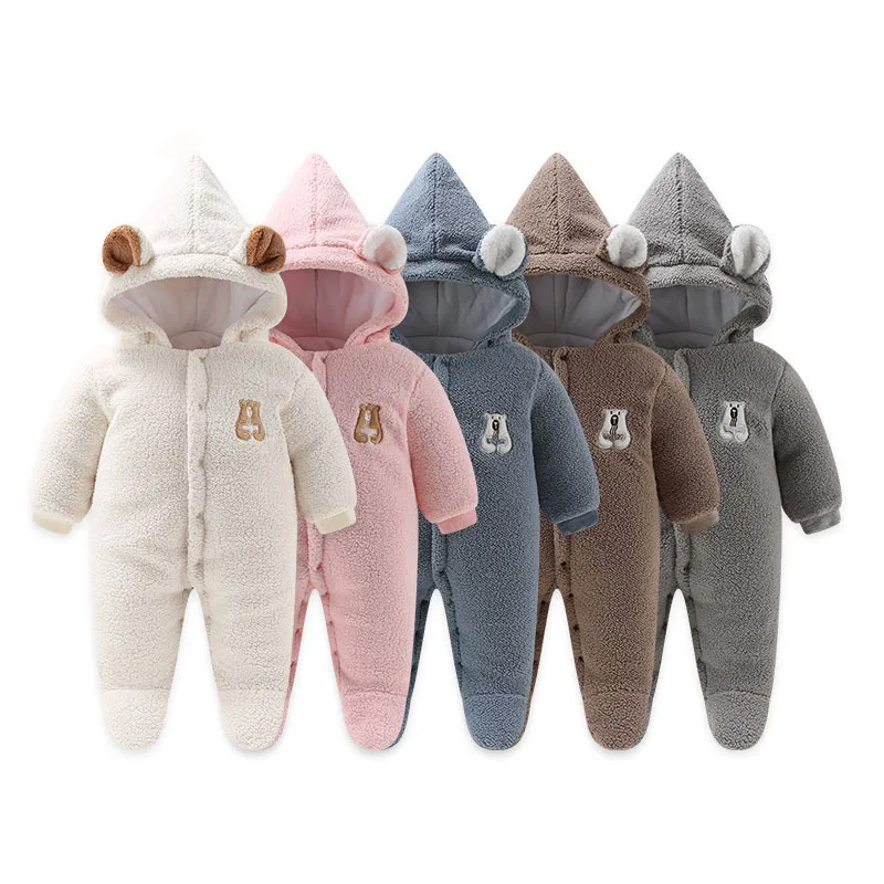 High Quality Winter Warm Baby Rompers Cute Overalls Bodysuit Jumpsuit Newborn Girl Boy Fleece Cotton Thick Kids infant Outfit