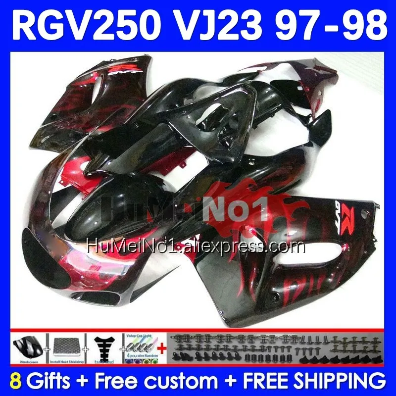 

Bodys Kit For SUZUKI RGVT250 SAPC RGV 250 VJ23 97-98 42No.73 RGV-250 VJ 23 RGVT-250 RGV250 97 98 1997 1998 Fairing Red flames