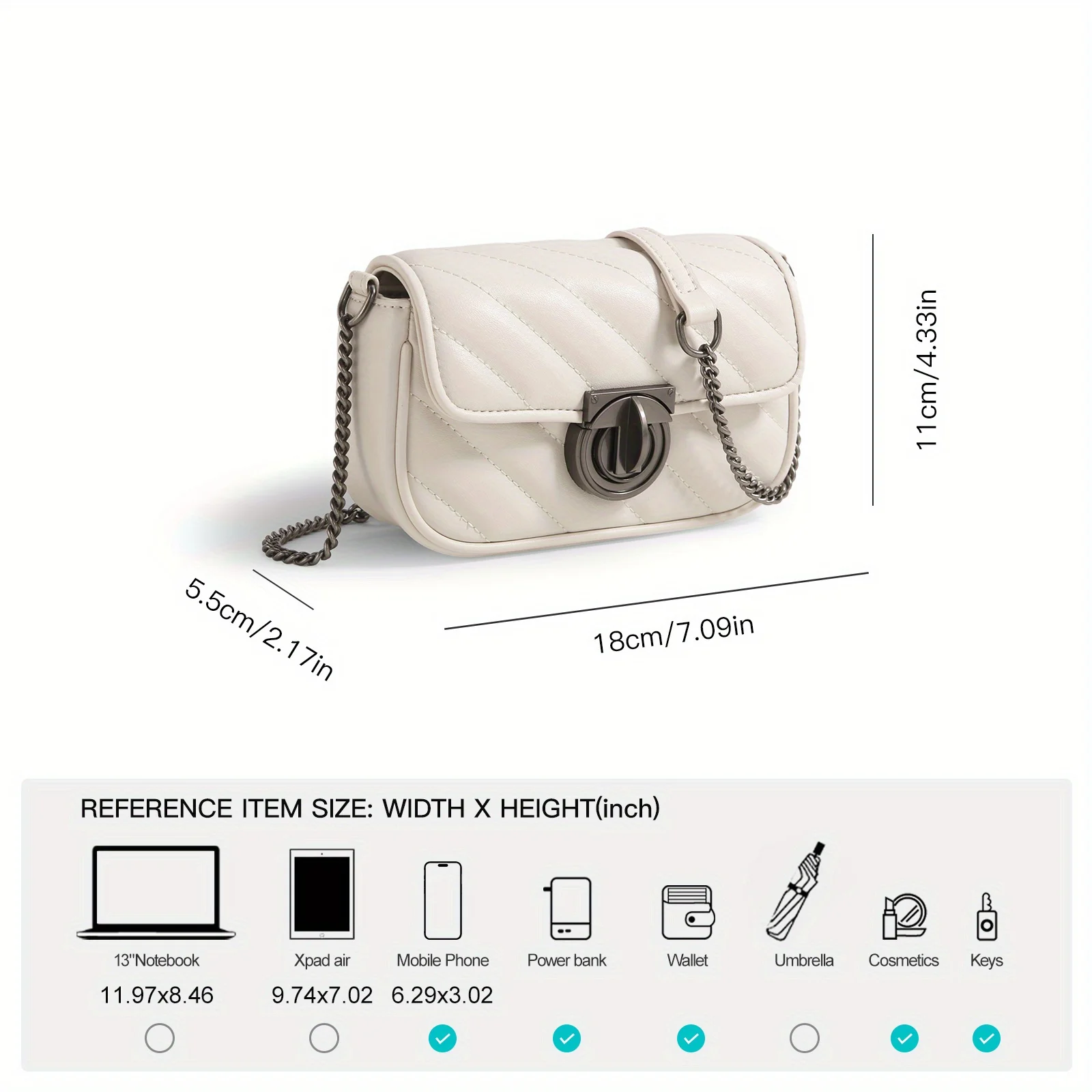 Женская сумка на цепочке ITAMOOD нишевая через плечо с вышивкой для косметики