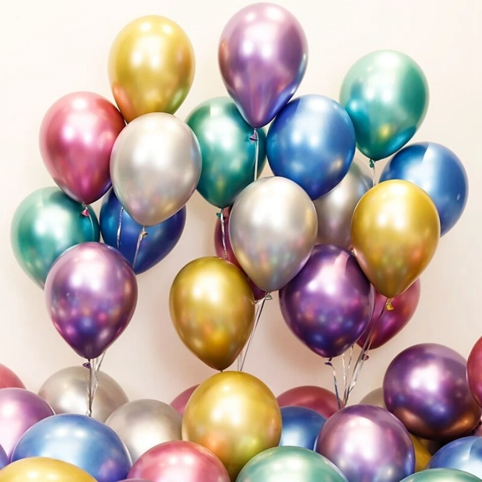 

5/10/12inch 10Pcs Latex Metal Balloon Birthday Party Balloon Pearl Wedding Decoration Kids Gold Chrome Balloon Home Accessories