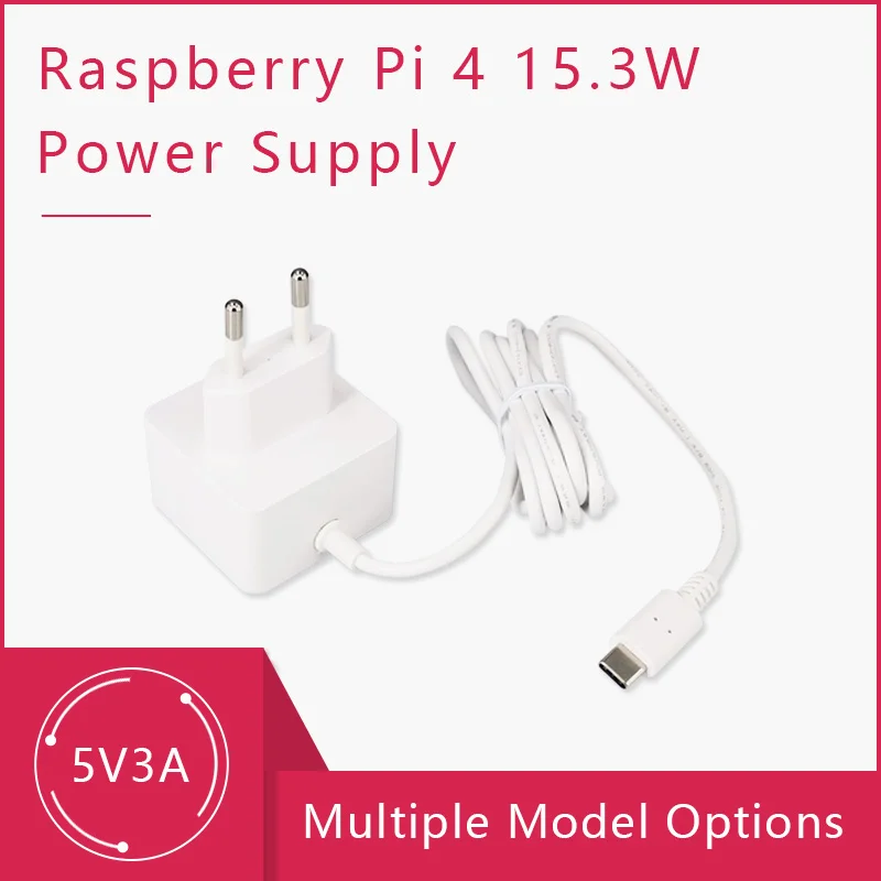 Raspberry Pi 4B 15 Вт/5 В 3 А Блок питания USB-C официальный и рекомендуемый адаптер Type-C для Pi4B