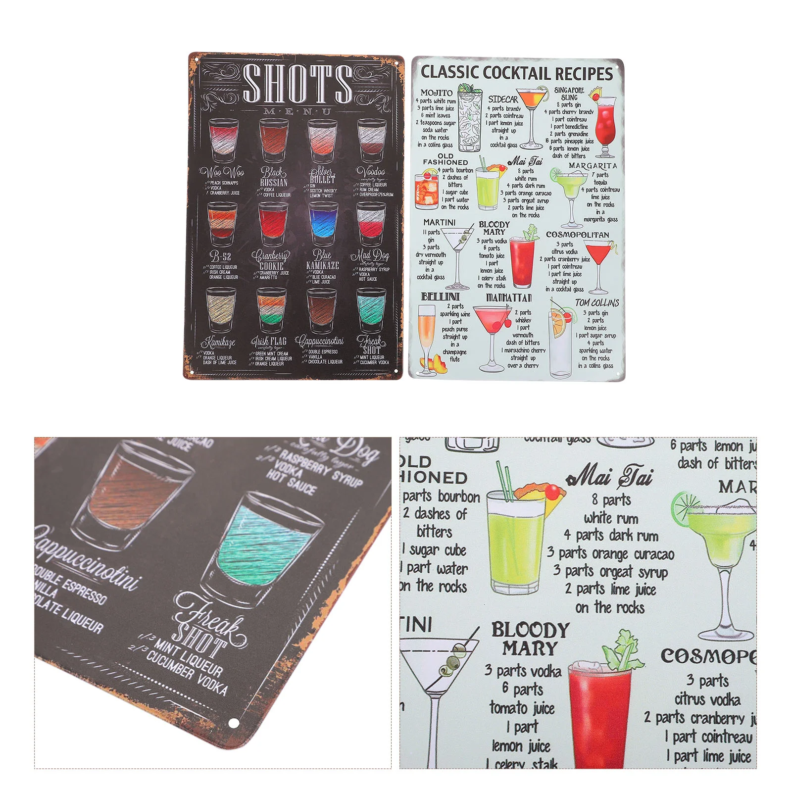 

2 Pcs Tin Painting Tin Signs Porch Sign Outdoor Sign Lens Cocktail Wall Plaque Poster Iron Wall Plaque Retro Retroshot