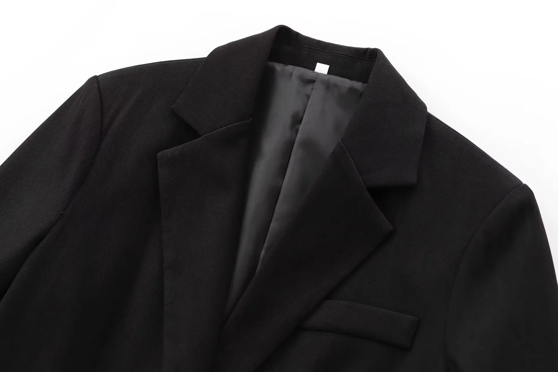 Women's 2025 new fashion flip decoration loose basic style lapel suit coat retro long sleeved button up women's chic top