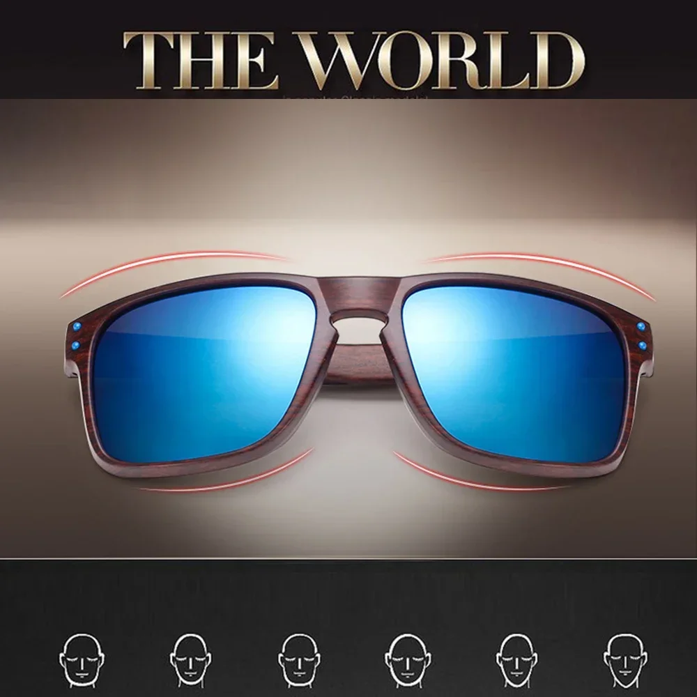 Квадратные поляризационные солнцезащитные очки из бамбукового дерева ...