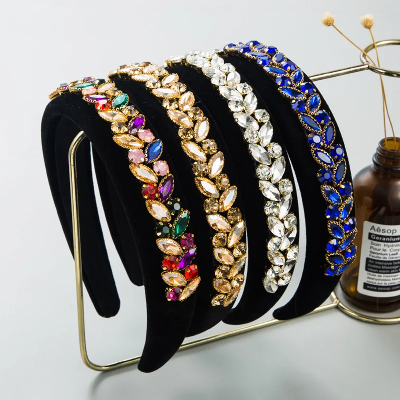 

Hot Sale New Baroque Headband Rhinestone Headbands Female Pearl Fabric Hair Press HairBands for Women Hair Accessories Headwear