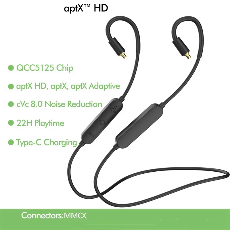 

Новейший QCC5125 Bluetooth 5,0 Улучшенный кабель для наушников Aptx-HD и Aptx с адаптацией для MMCX