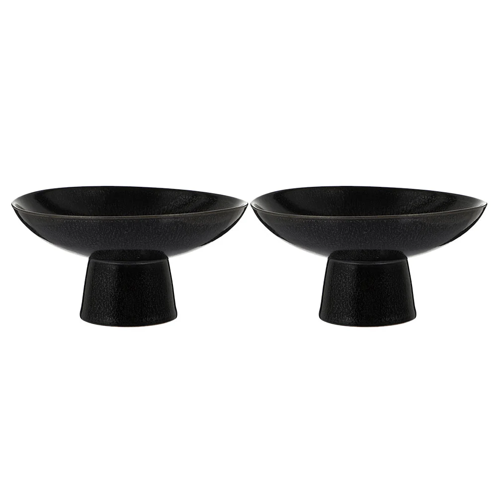 

2pcs Vintage Style High Bottom Storage Plates Ceramic High Base Storage Holder