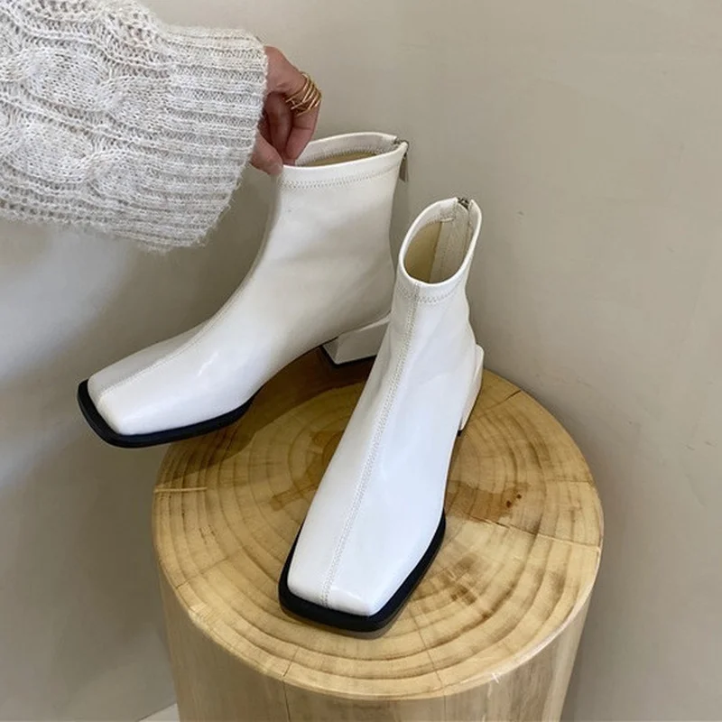 Ботинки Челси женская обувь на среднем каблуке осенне-зимние дизайнерские